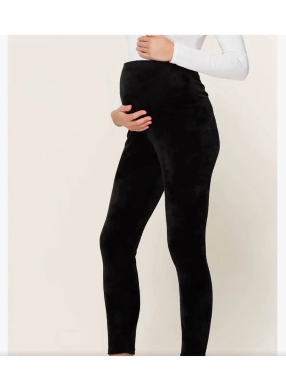 LOFT Black Velvet Maternity Leggings